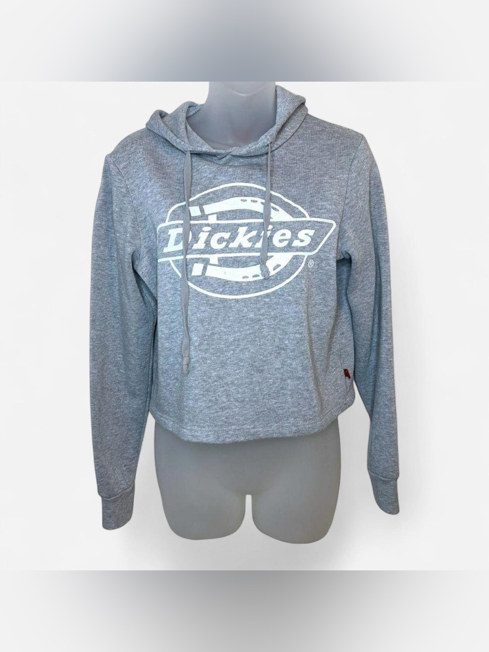 Dickies Girl Gray Logo Cropped Hoodie Sweatshirt Y2K Size XS